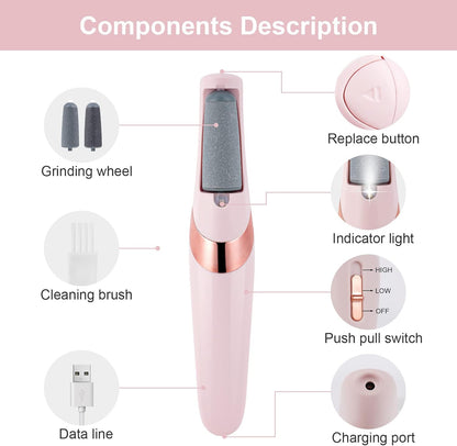 Rechargeable Electric Foot File | Callus & Dead Skin Remover with LED Light