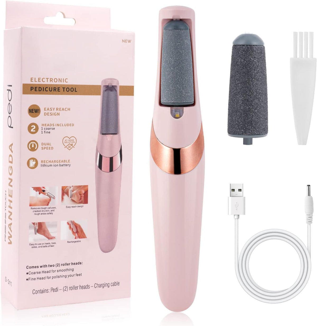 Rechargeable Electric Foot File | Callus & Dead Skin Remover with LED Light