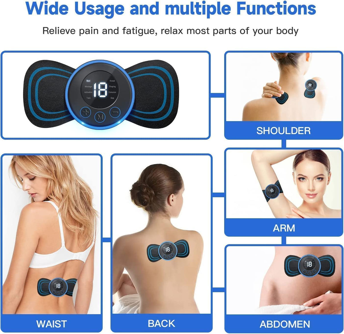 Portable EMS Butterfly Massager for Blood Circulation & Pain Relief