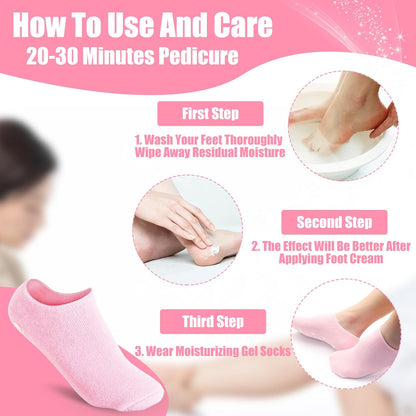 Moisturizing Gel Socks for Dry, Cracked & Rough Feet (1 Pair)
